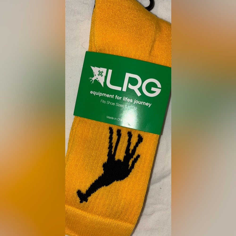 LRG Lifted Research Group Crew Socks Giraffe Size (6.5-12) Yellow & Black New